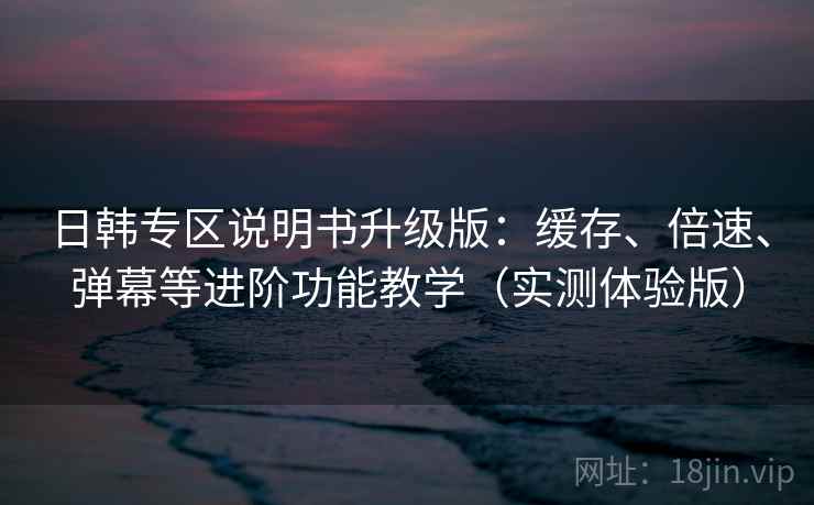 日韩专区说明书升级版：缓存、倍速、弹幕等进阶功能教学（实测体验版）