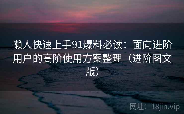 懒人快速上手91爆料必读:面向进阶用户的高阶使用方案整理(进阶图文版) 懒人快速上手91爆料必读:面向进阶用户的高阶使用方案整理(进阶图文版)